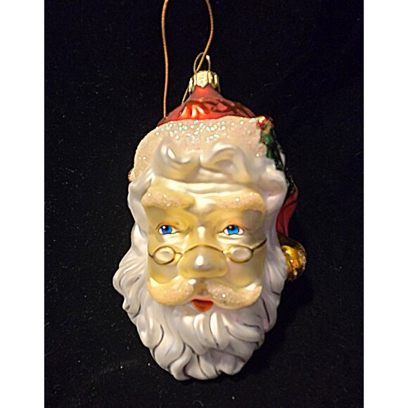 Fitz And Floyd Santa Claus Glass Christmas Ornament 5" Vintage Holiday Decor w/b - Picture 1 of 6